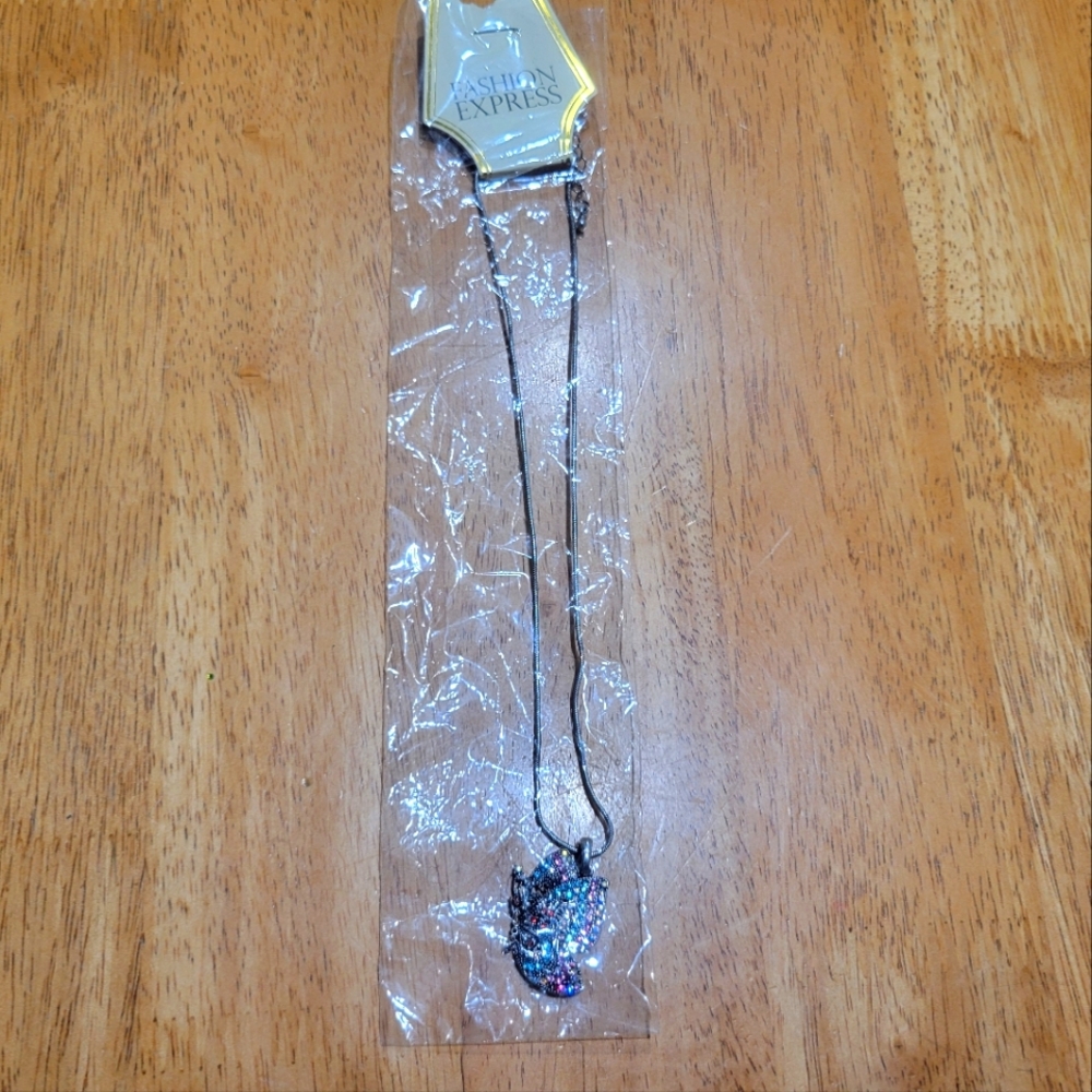 NWT Fashion Express rainbow pendant butterfly necklace